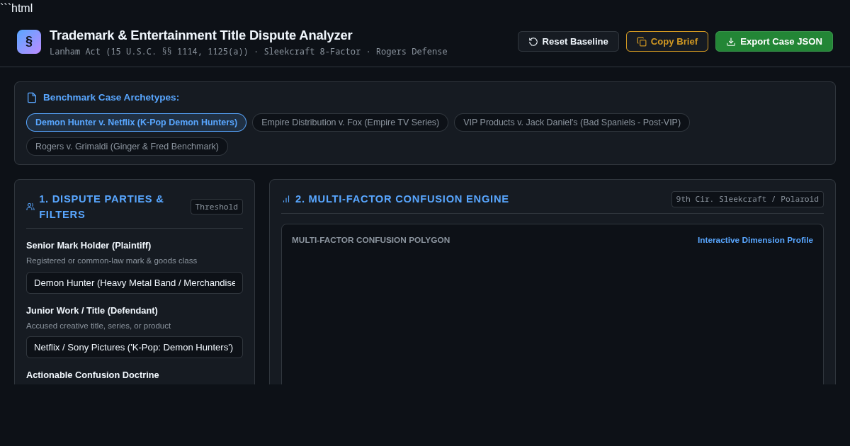 Trademark & Entertainment Title Dispute Analyzer | Lanham Act & First Amendment Diagnostic preview