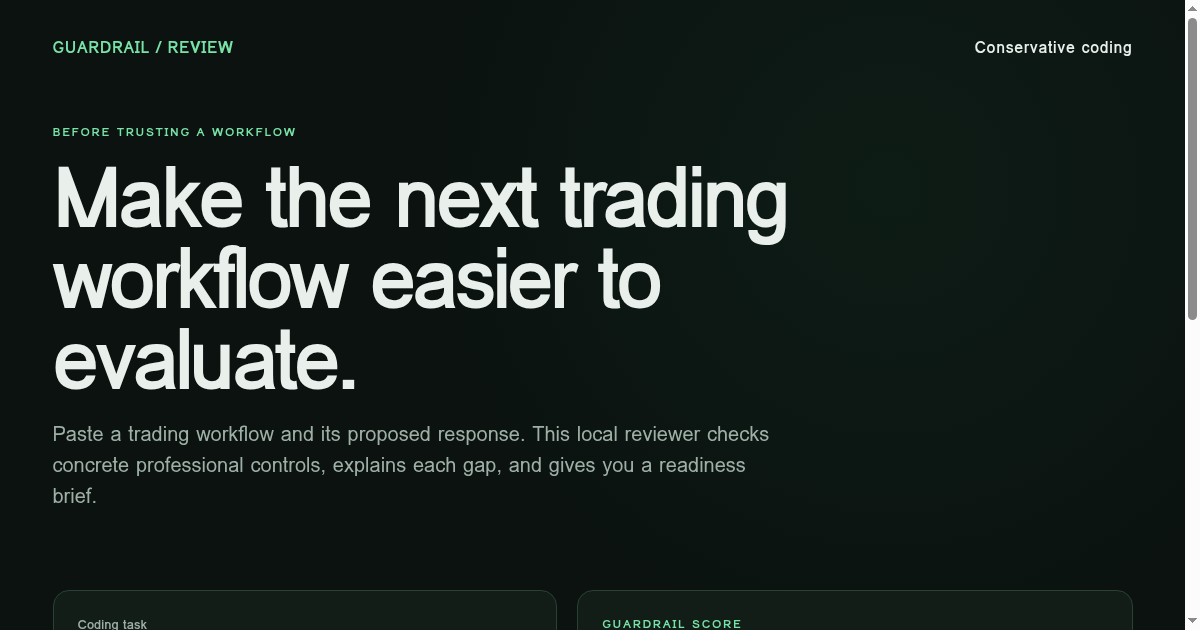 Trading Workflow Reviewer | Professional trading preview