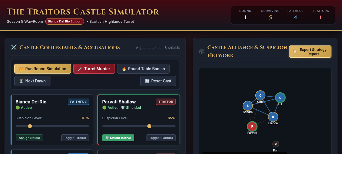 The Traitors Castle Alliance & Elimination Simulator | Season 5 preview