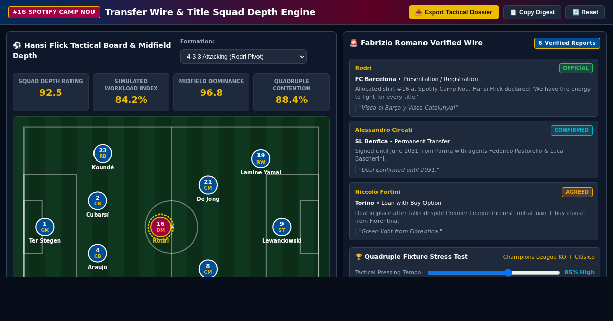 Transfer Wire & Title Squad Depth Engine preview