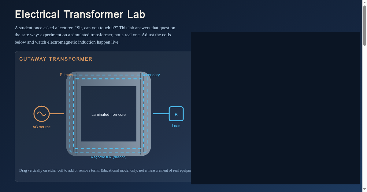 Electrical Transformer Lab | Interactive Induction Simulator preview