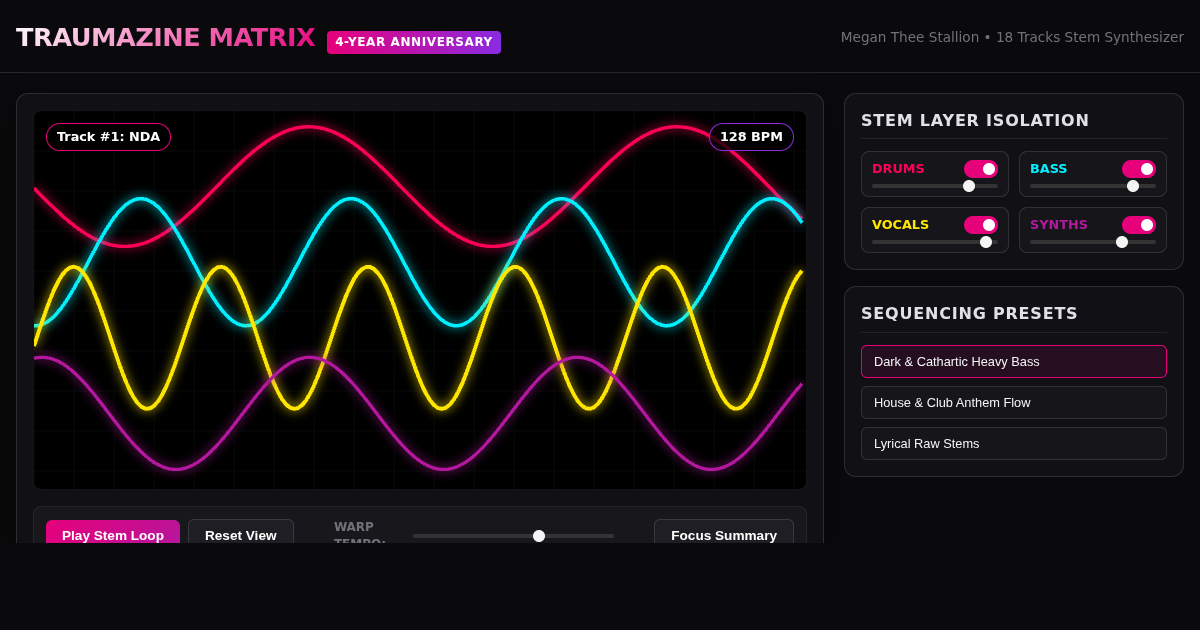 Traumazine 4-Year Track Matrix & Visual Stem Synthesizer preview