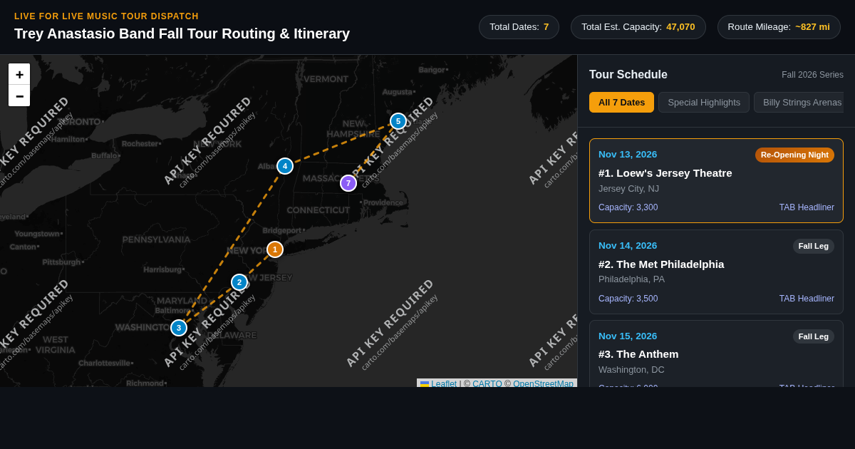 Trey Anastasio Band Fall Tour Planner & Route Visualizer preview