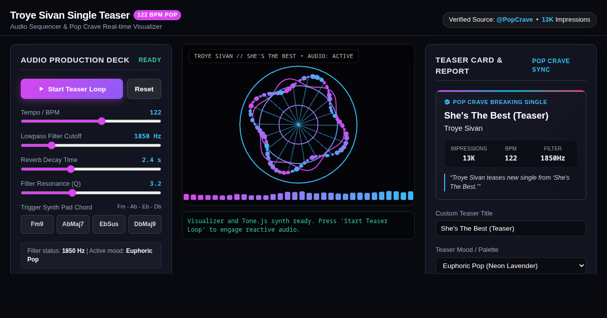 Troye Sivan Single Teaser Audio Sequencer & Visualizer preview