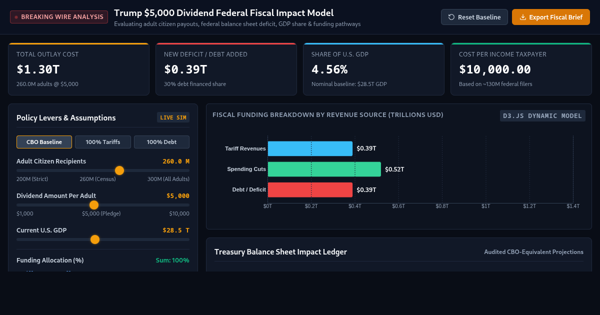 Trump $5,000 Dividend Federal Fiscal Impact Model preview