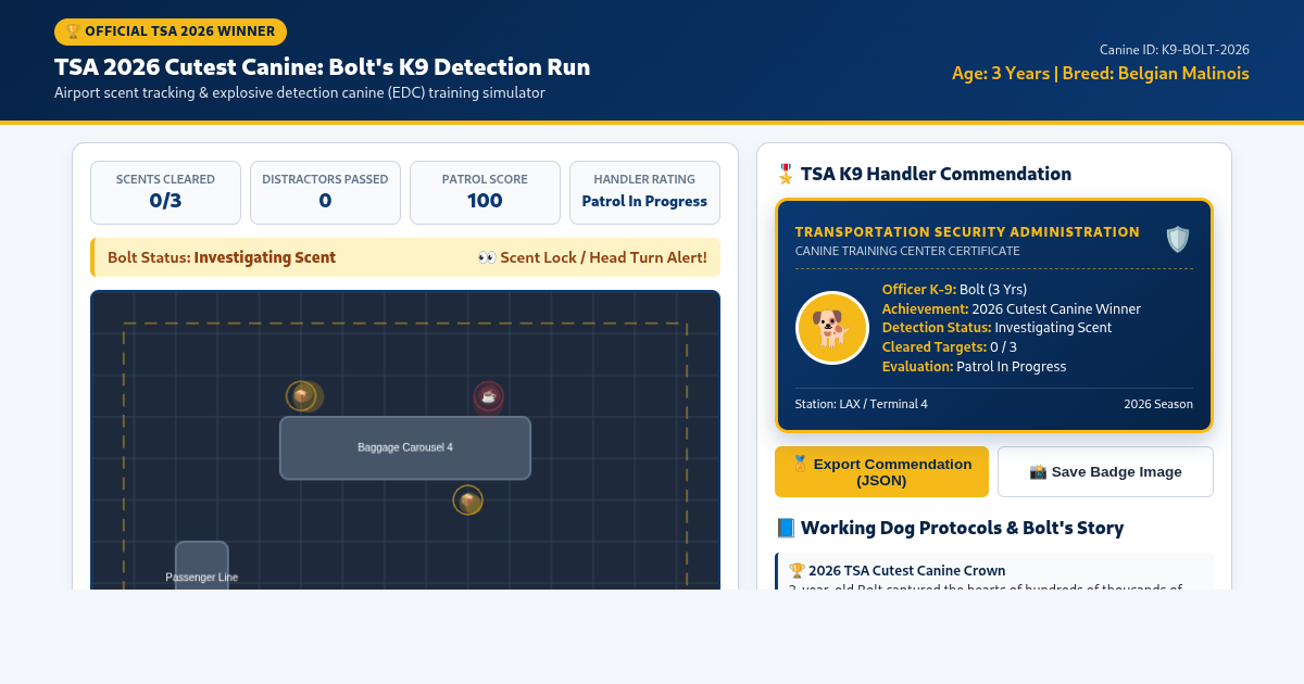 TSA 2026 Cutest Canine: Bolt's K9 Detection Run preview