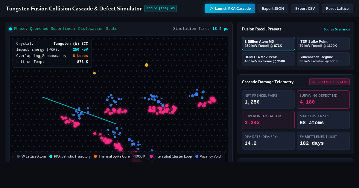 Tungsten Fusion Collision Cascade & Defect Simulator preview