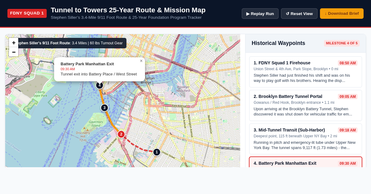 Tunnel to Towers 25-Year Route & Mission Map preview