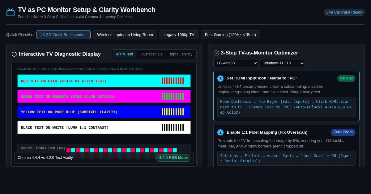 TV as PC Monitor Setup & Clarity Workbench preview