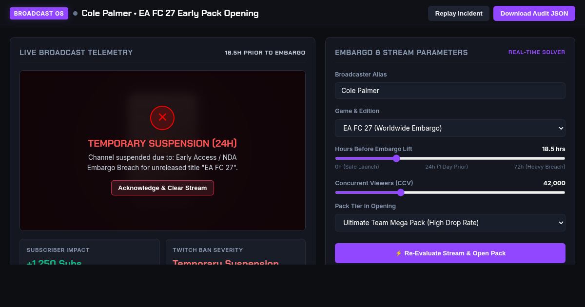 Twitch Stream Compliance & EA FC Pack Simulator preview