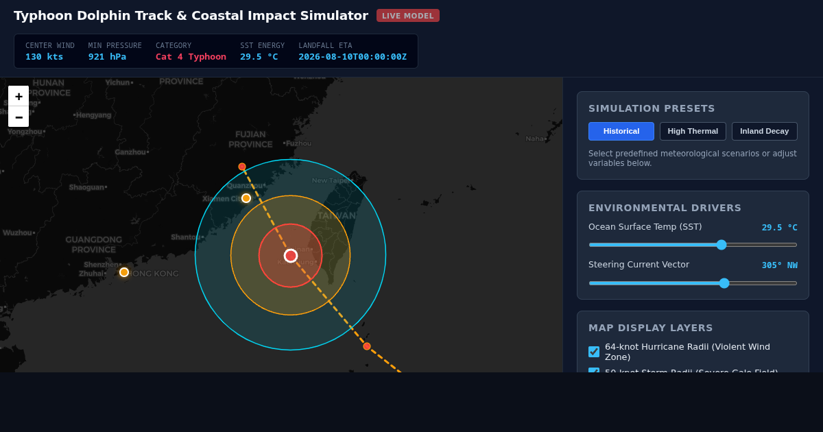 Typhoon Dolphin Track & Coastal Impact Simulator preview