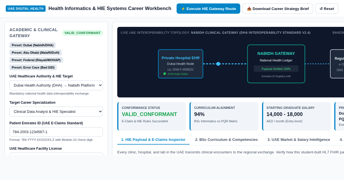 UAE Health Informatics Career & HIE Systems Workbench preview
