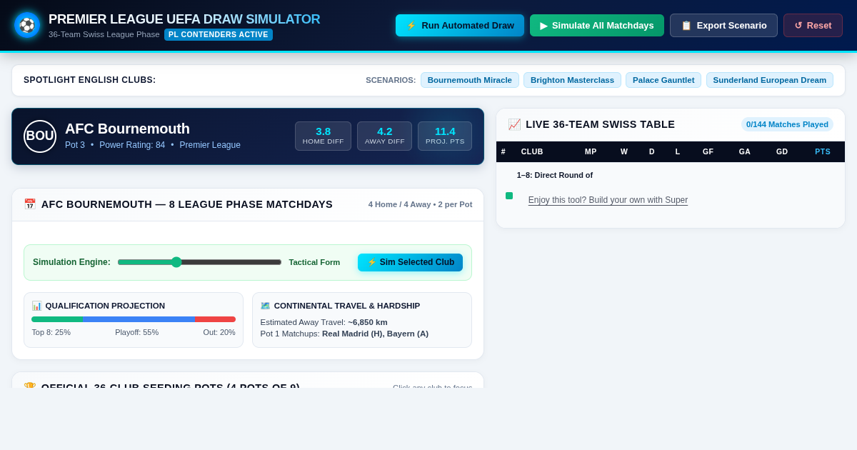 Premier League UEFA Draw Simulator & Fixture Engine preview