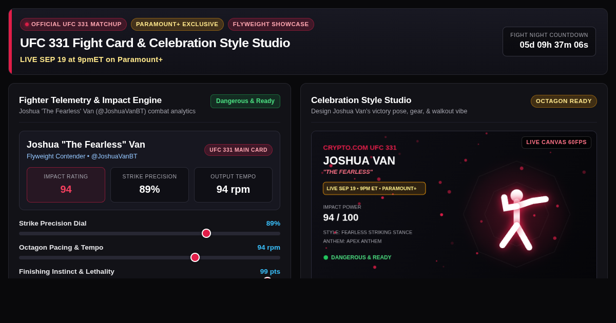 UFC 331 Fight Card & Celebration Style Studio preview