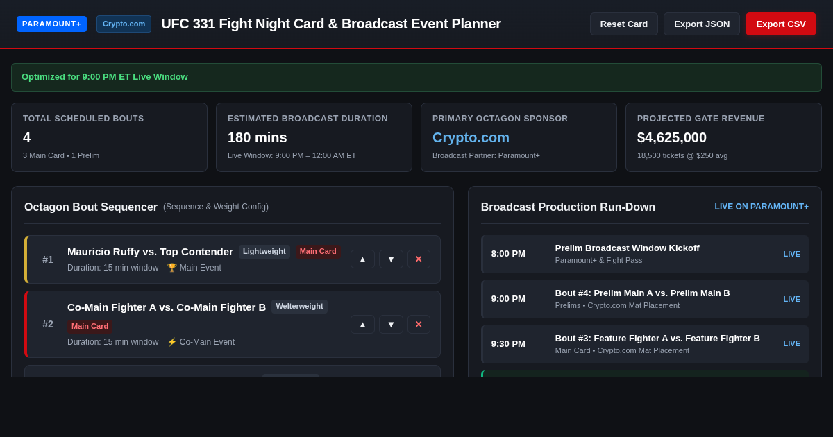 UFC 331 Fight Night Card & Broadcast Event Planner preview