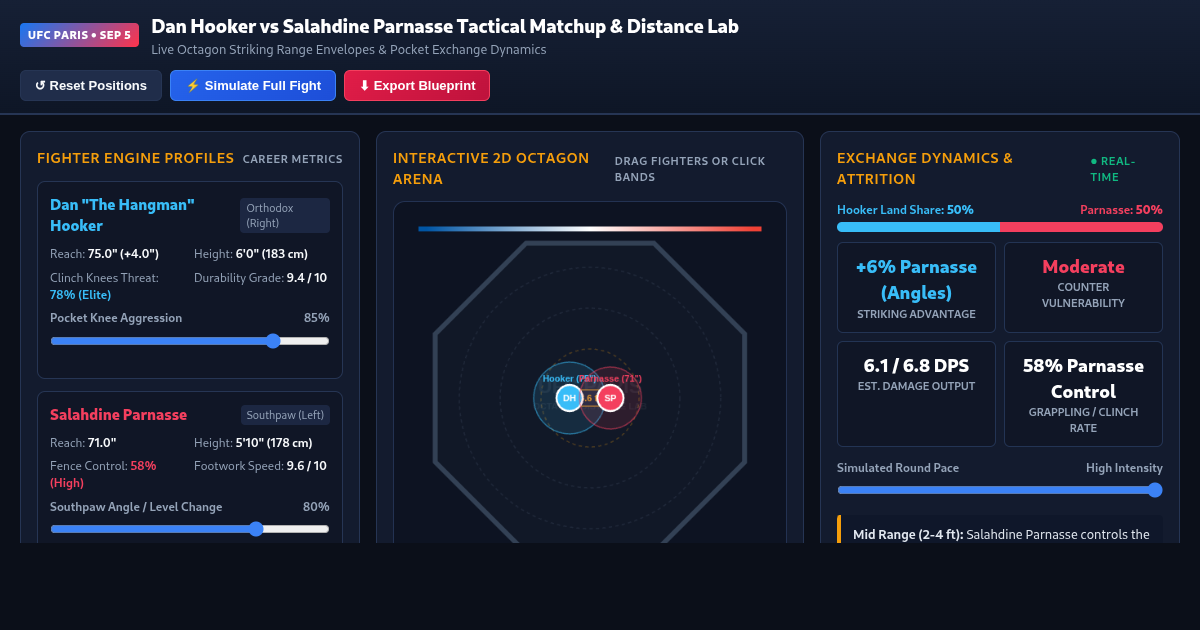 UFC Paris: Dan Hooker vs Salahdine Parnasse Tactical Matchup & Distance Lab preview