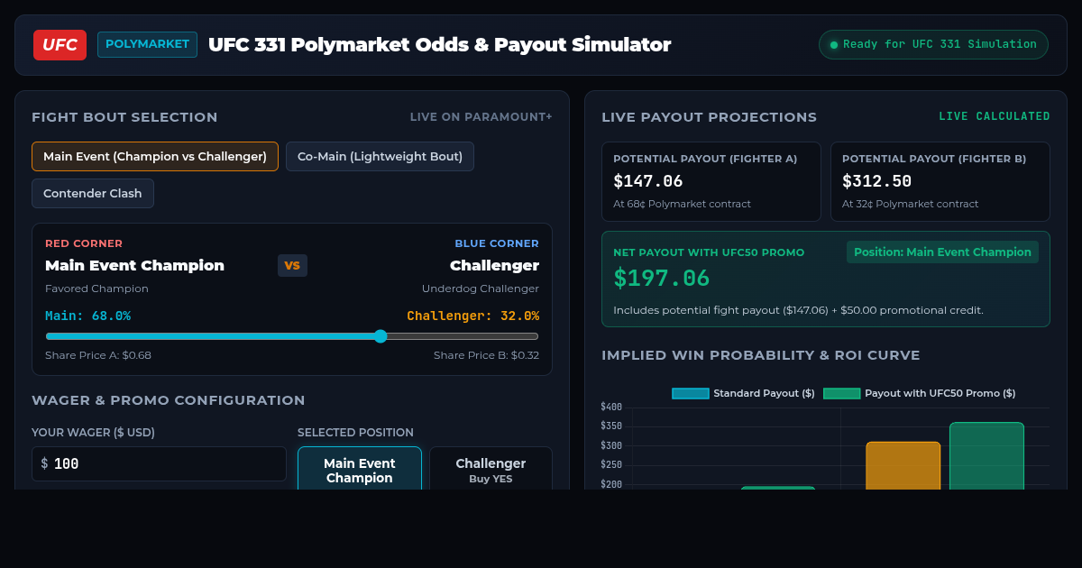 UFC 331 Polymarket Odds & Payout Simulator preview