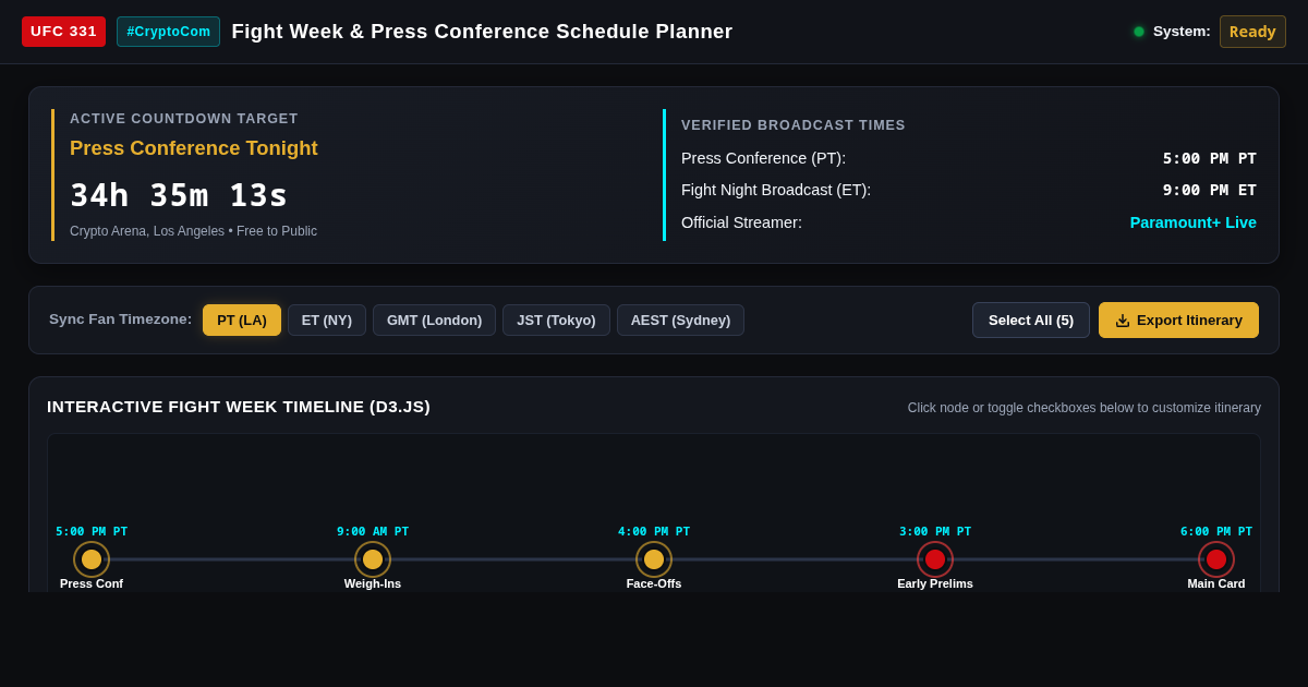 UFC 331 Fight Week & Press Conference Schedule Planner preview