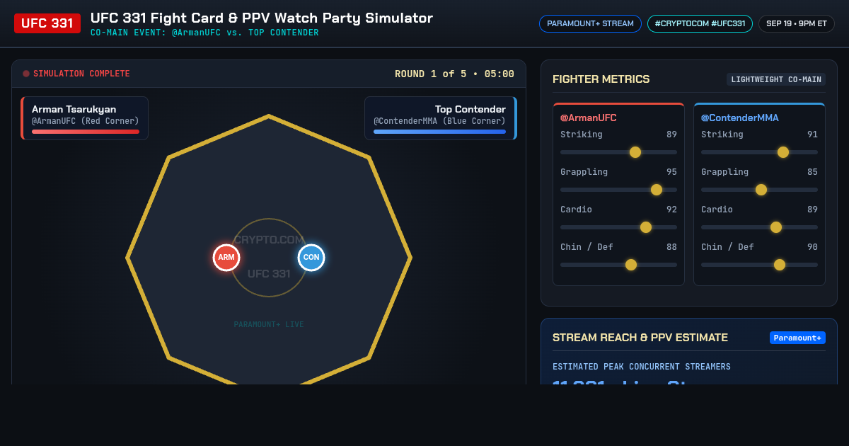 UFC 331 Fight Card & PPV Watch Party Simulator preview