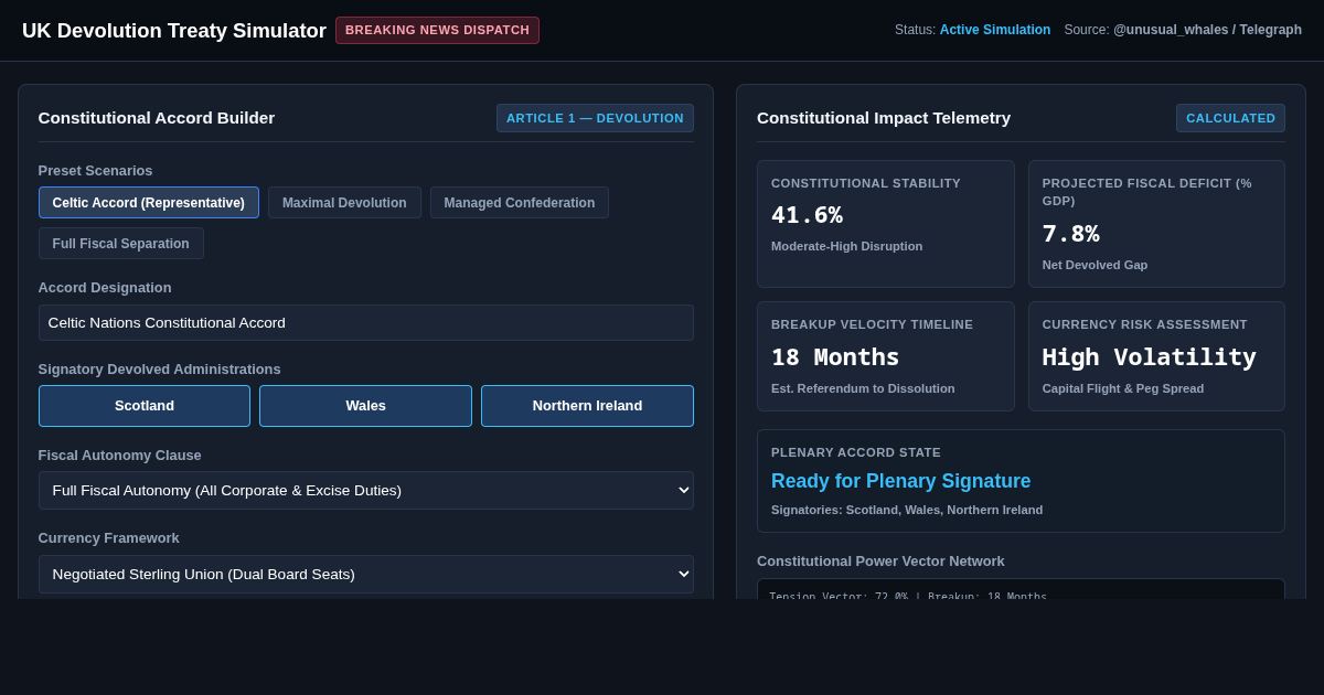UK Devolution & Independence Treaty Simulator preview