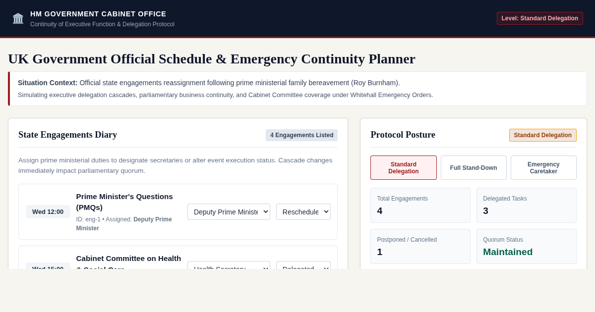 UK Government Official Schedule & Emergency Continuity Planner preview