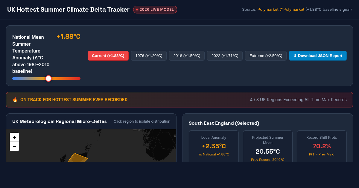 UK Hottest Summer Climate Delta Tracker preview