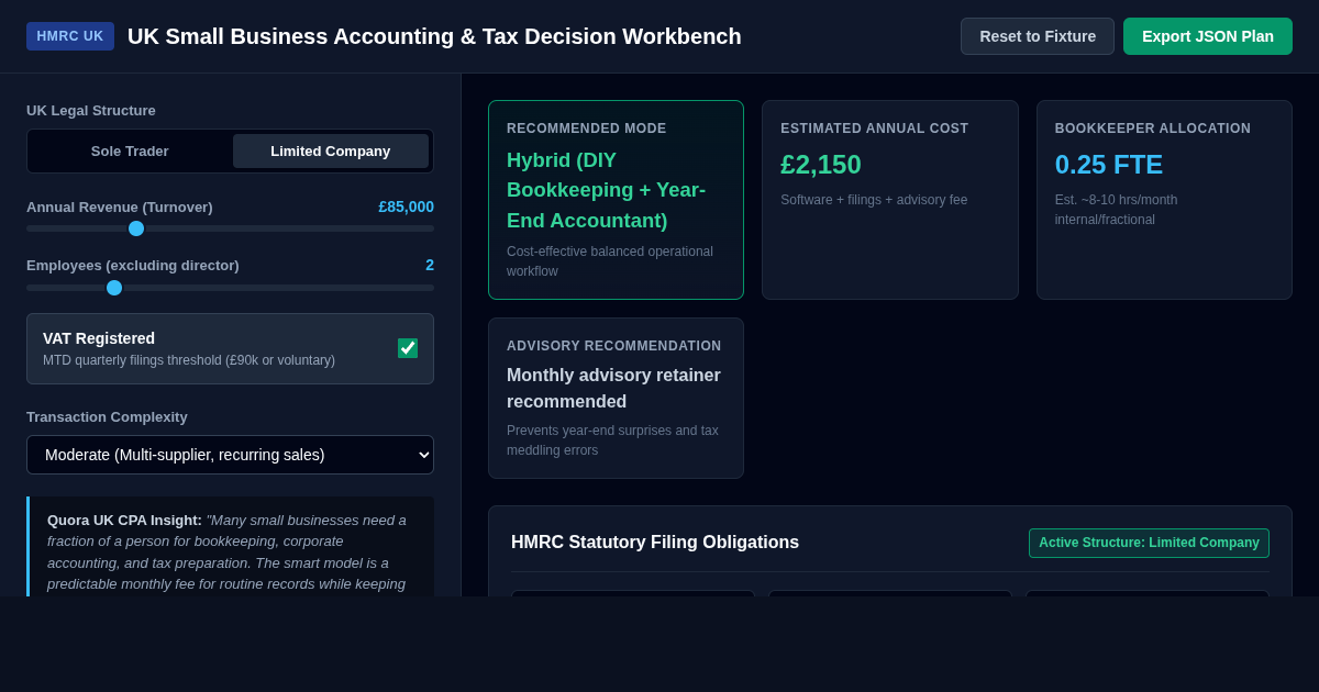 UK Small Business Accounting & Tax Decision Workbench preview
