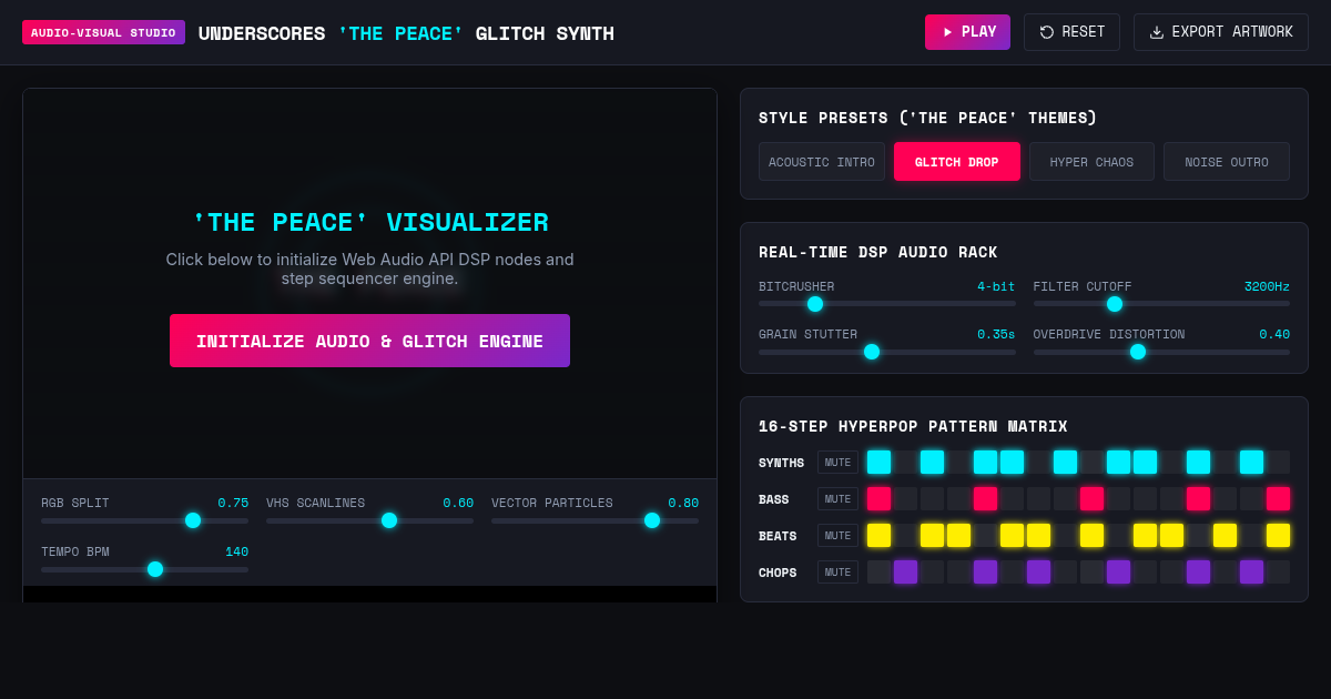 Underscores 'The Peace' Glitch Audio-Visual Synth & Sequencer preview