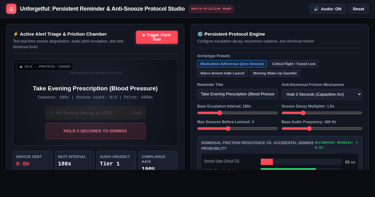 Unforgetful: Persistent Reminder & Anti-Snooze Protocol Studio preview