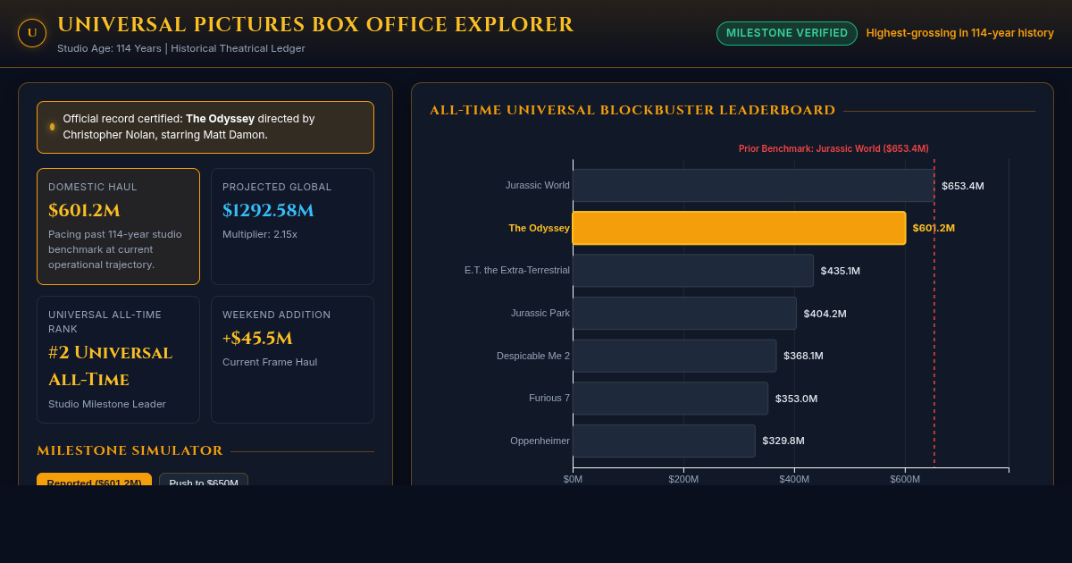 Universal Pictures Box Office Record Explorer: Christopher Nolan's The Odyssey preview