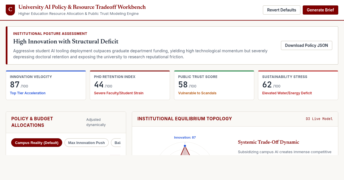 University AI Policy & Resource Tradeoff Workbench preview