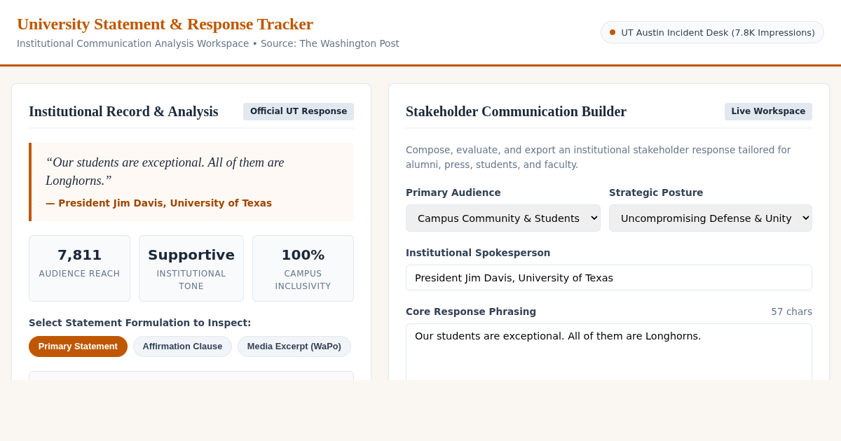 University Statement & Official Response Tracker preview