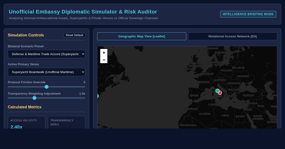 Unofficial Embassy Diplomatic Simulator & Risk Auditor preview