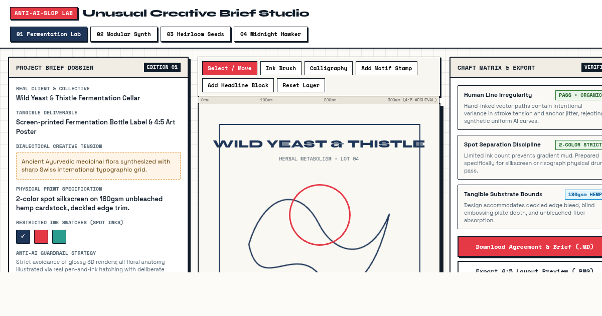 Unusual Creative Brief Studio: Hand-Crafted Startup Project Lab preview