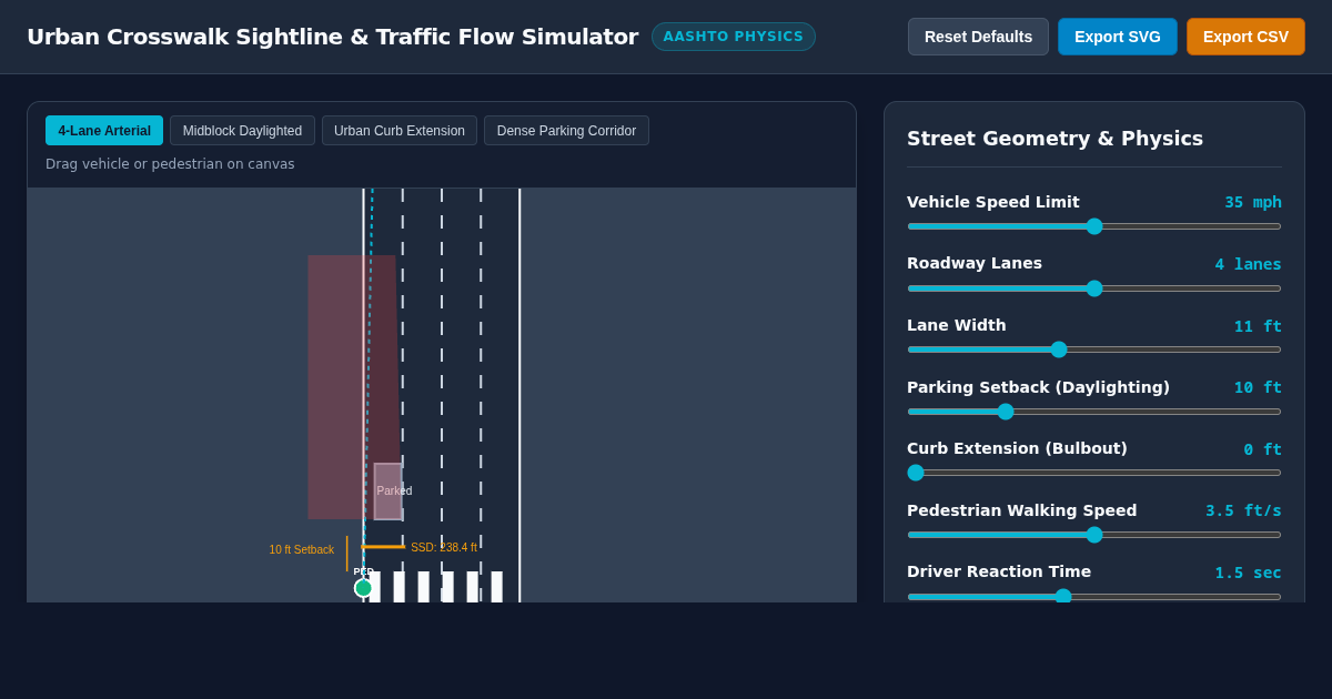 Urban Crosswalk Sightline & Traffic Flow Simulator preview