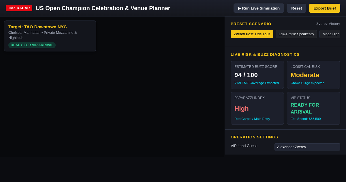 US Open Champion Celebration & Venue Planner | VIP Nightlife Operations preview