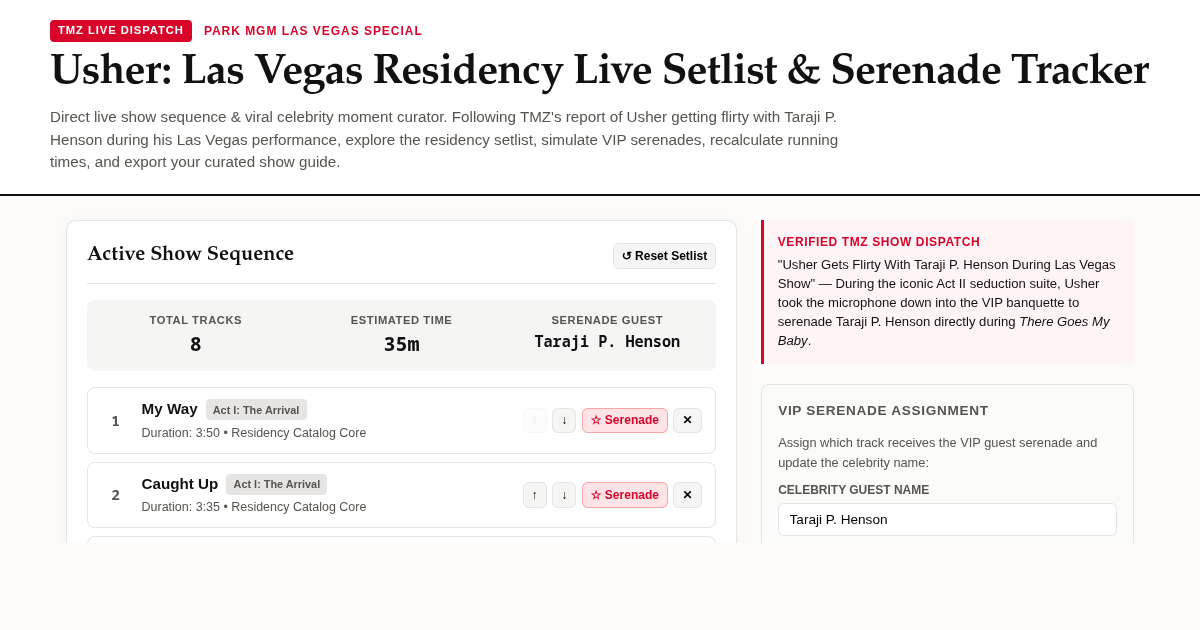 Usher Las Vegas Residency Live Setlist & Serenade Tracker preview