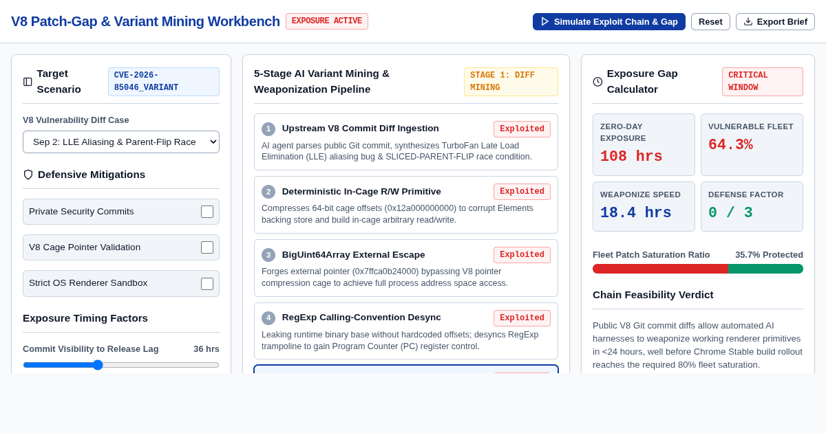 V8 Patch-Gap & AI Variant Mining Security Workbench preview