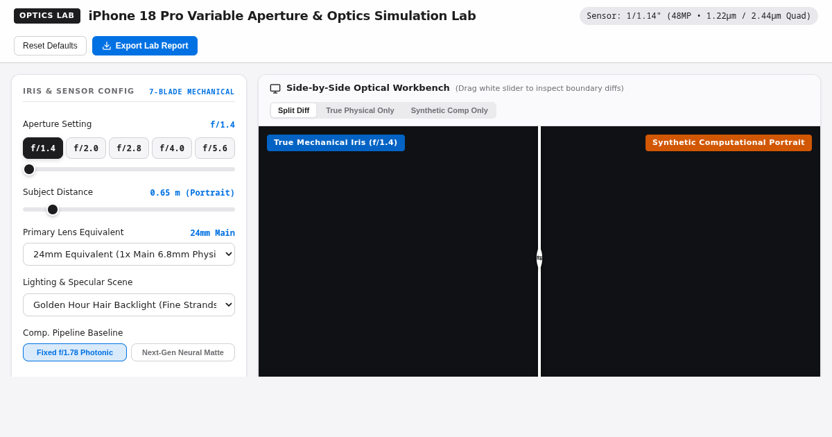 iPhone 18 Pro Variable Aperture & Optics Simulation Lab preview