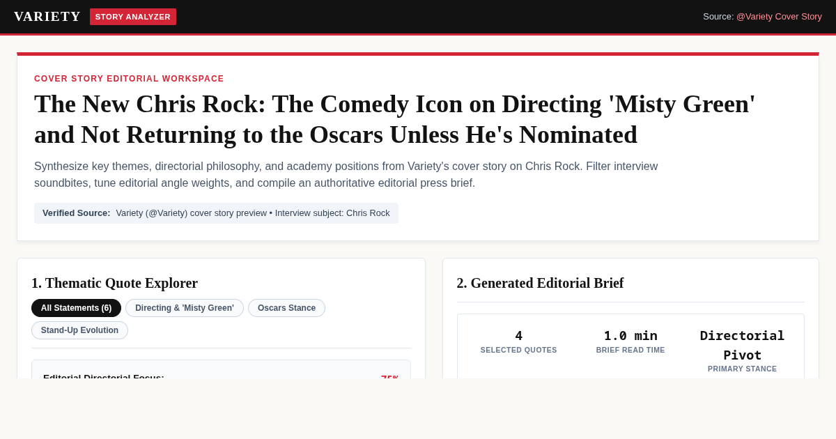 Variety Cover Story Analyzer & Brief Generator | Chris Rock preview