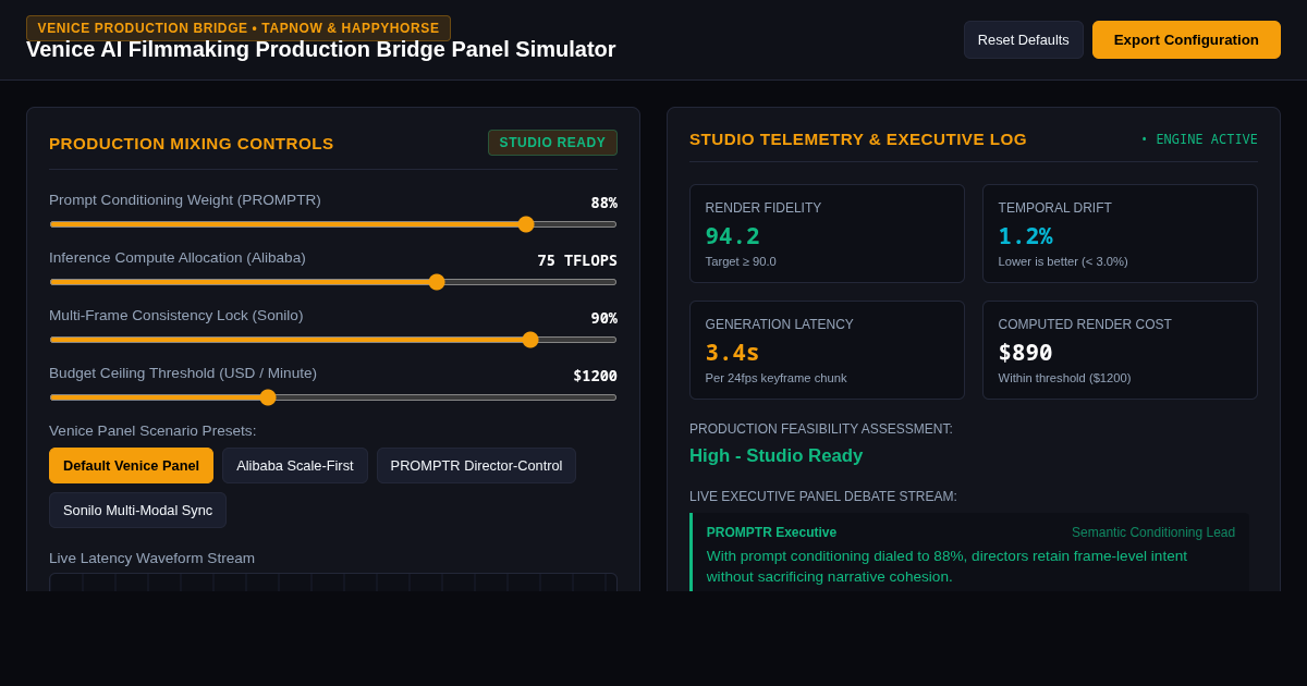 Venice AI Filmmaking Production Bridge Panel Simulator preview