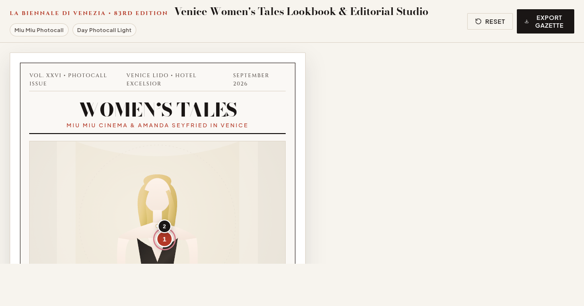 Venice Women's Tales Editorial Studio | Amanda Seyfried at Miu Miu preview