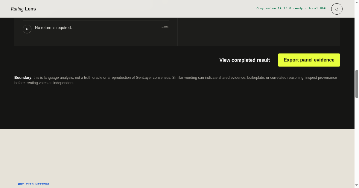 Ruling Lens - Validator Verdict Comparison preview