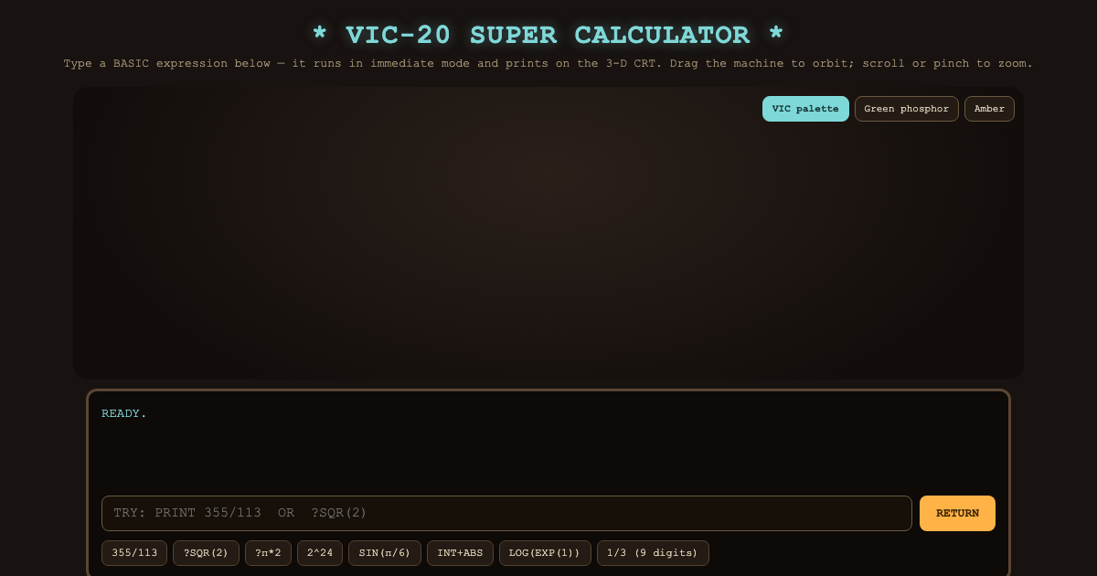 VIC-20 Super Calculator - Immediate Mode, 1981 preview