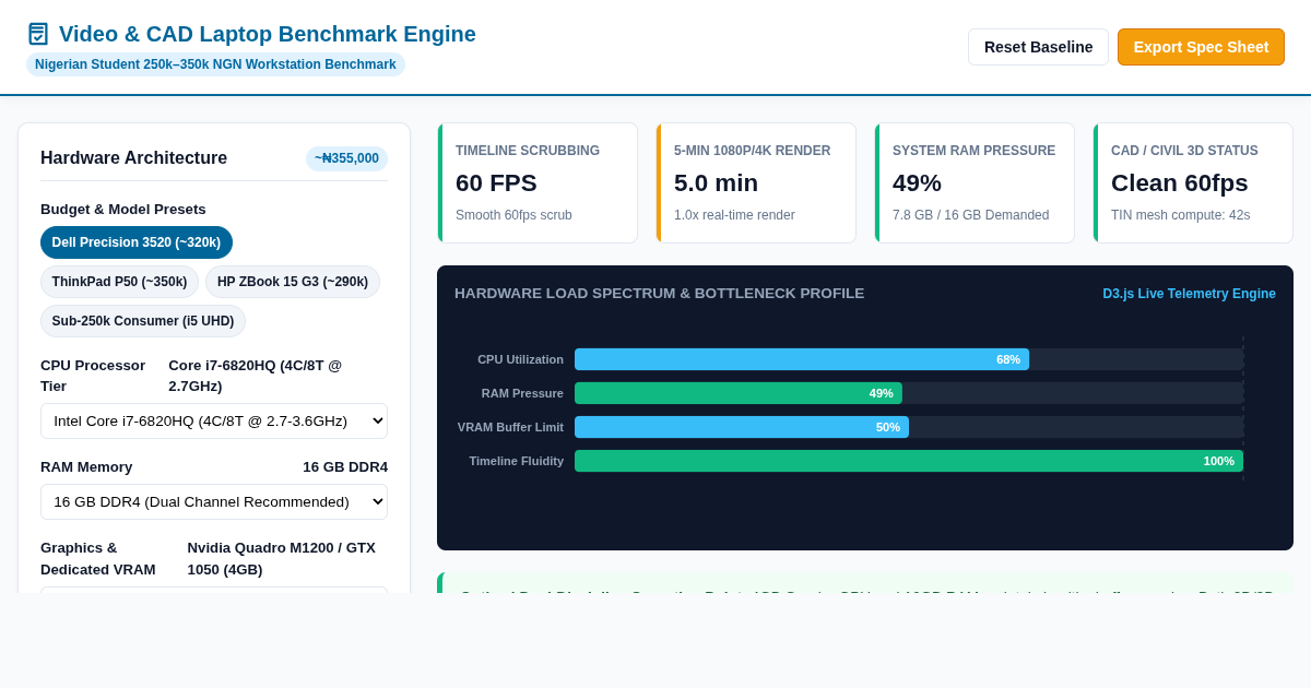 Video & CAD Laptop Benchmark Engine for Engineering Students preview