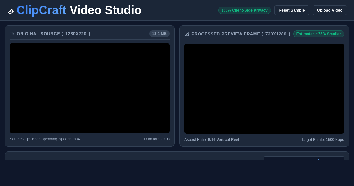 Local Browser Video Trimmer, Cropper & Clip Compressor preview