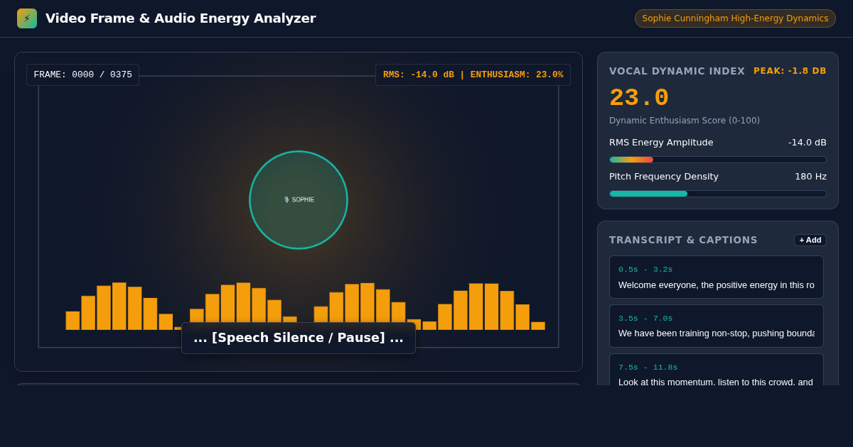 Video Frame & Audio Energy Analyzer | High-Energy Interview Dynamics preview