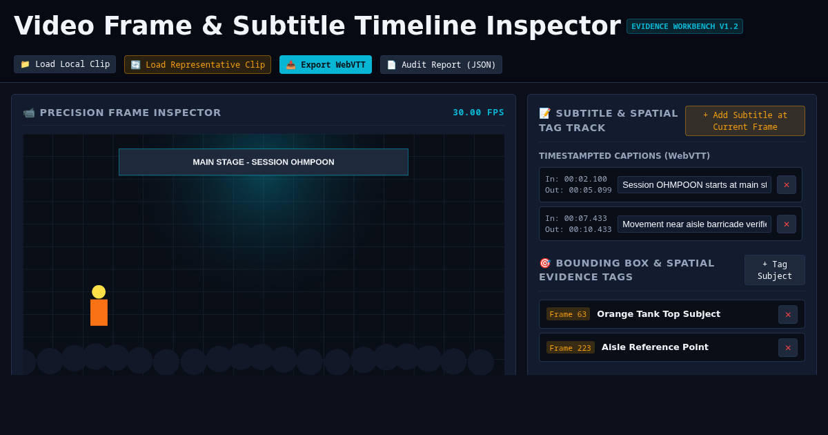 Video Frame & Subtitle Timeline Inspector - Event Footage Evidence Workbench preview