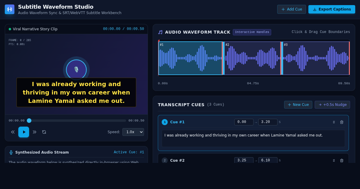 Subtitle & Audio Waveform Sync Studio preview