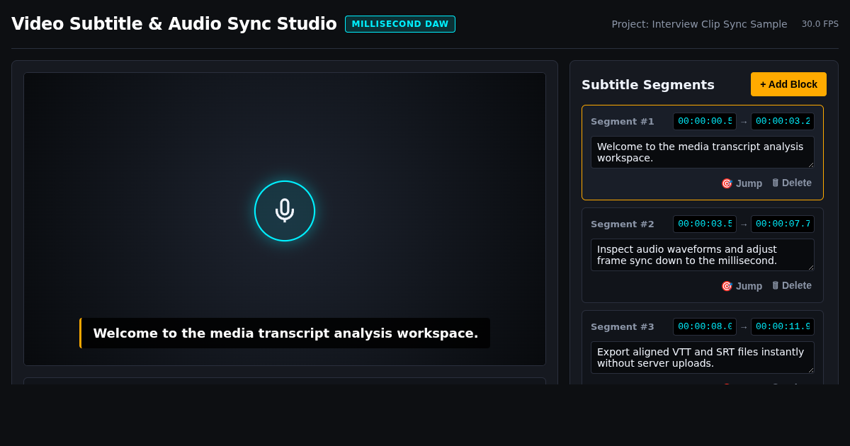 Video Subtitle & Audio Sync Studio preview